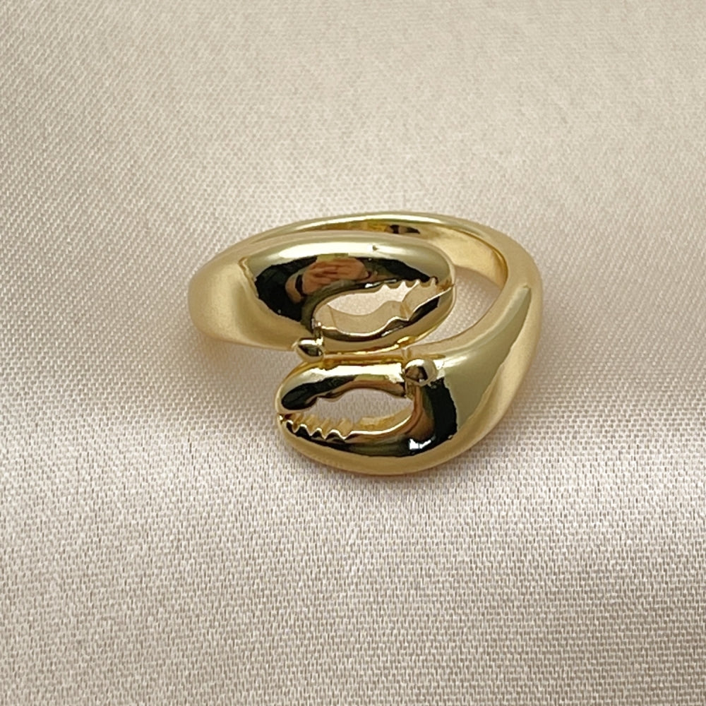 Oro Laminado Elegant Ring, Gold Filled Style Shell Design, Polished, Golden Finish