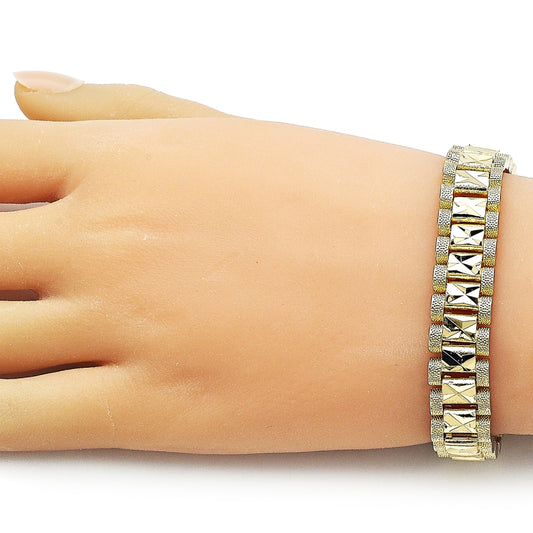 Oro Laminado Solid Bracelet, Gold Filled Style Matte Finish, Golden Finish