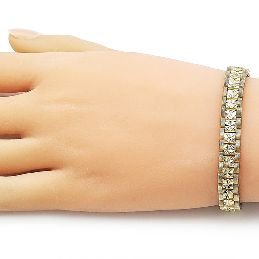 Oro Laminado Solid Bracelet, Gold Filled Style Matte Finish, Golden Finish