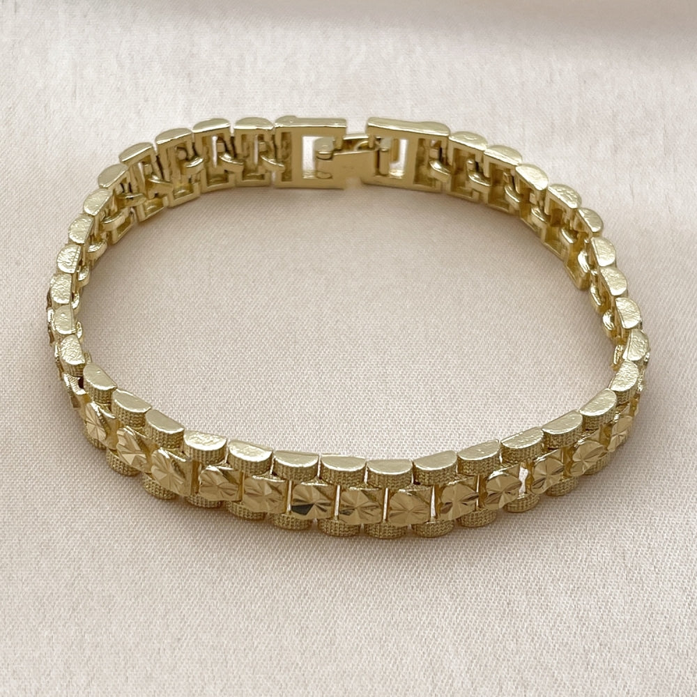 Oro Laminado Solid Bracelet, Gold Filled Style Matte Finish, Golden Finish