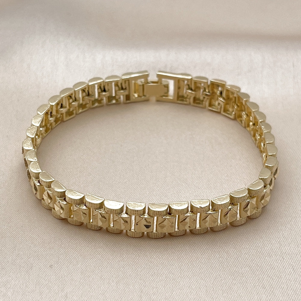 Oro Laminado Solid Bracelet, Gold Filled Style Matte Finish, Golden Finish