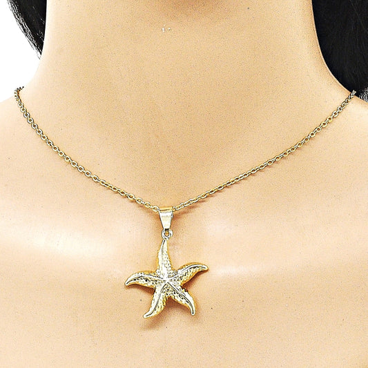 Oro Laminado Fancy Pendant, Gold Filled Style Star and Hollow Design, Polished, Golden Finish