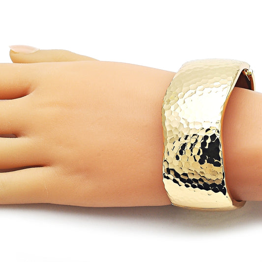 Oro Laminado Individual Bangle, Gold Filled Style Disco Design, Diamond Cutting Finish, Golden Finish