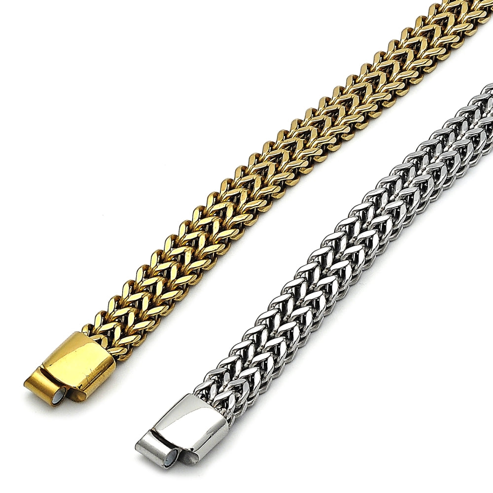 Stainless Steel Basic Bracelet, Bismark Design, Polished, Steel Finish