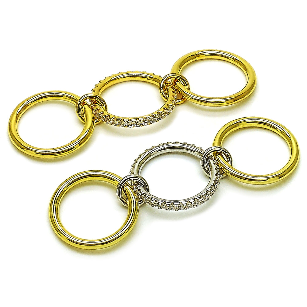 Oro Laminado Multi Stone Ring, Gold Filled Style with White Cubic Zirconia, Polished, Two Tone