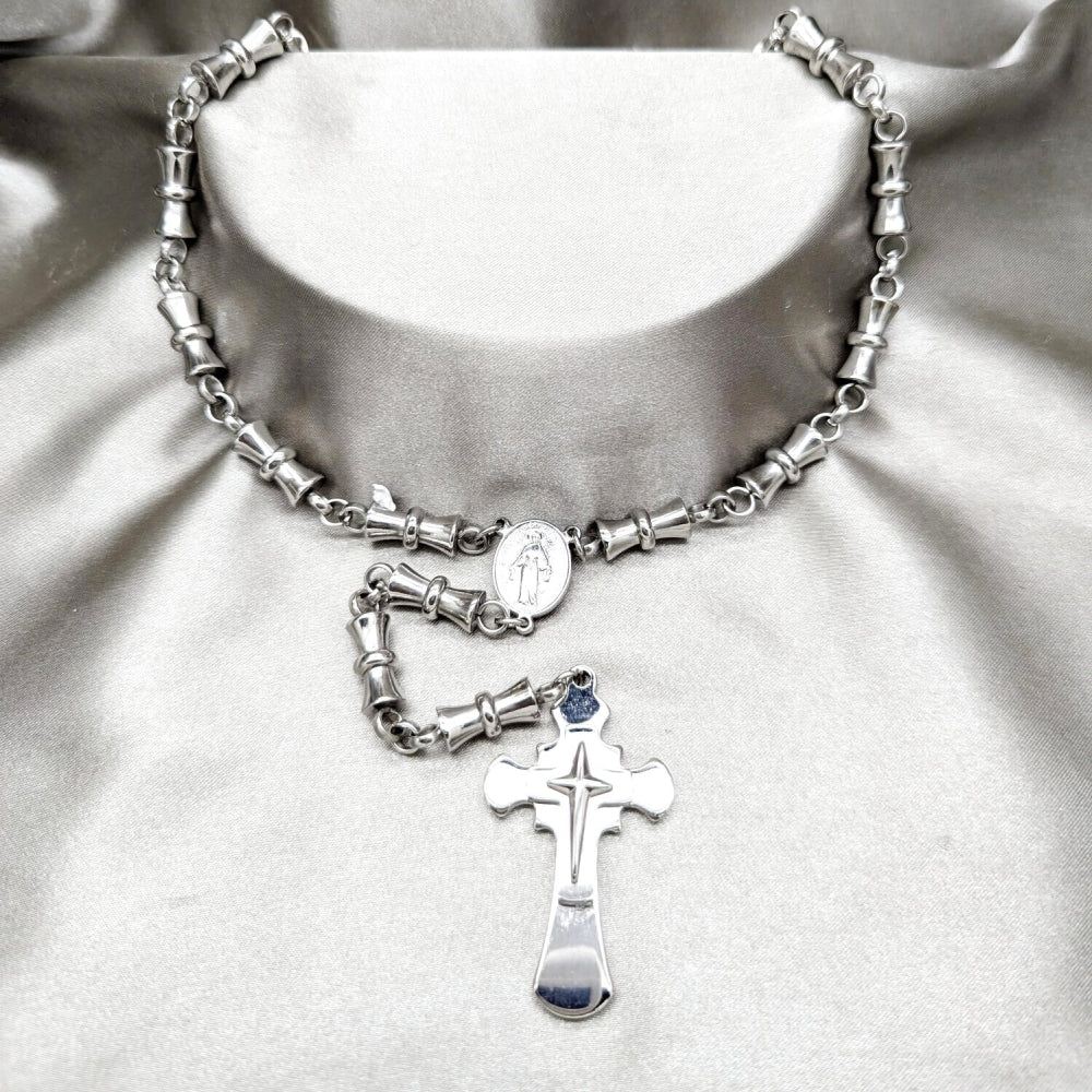 Stainless Steel Basic Necklace, Polished, Rhodium Finish