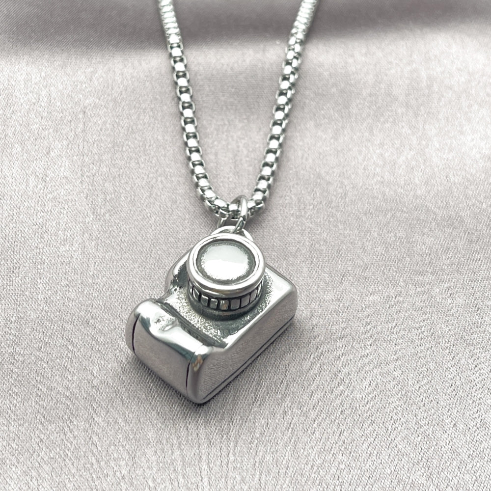 Stainless Steel Pendant Necklace, Polished, Steel Finish