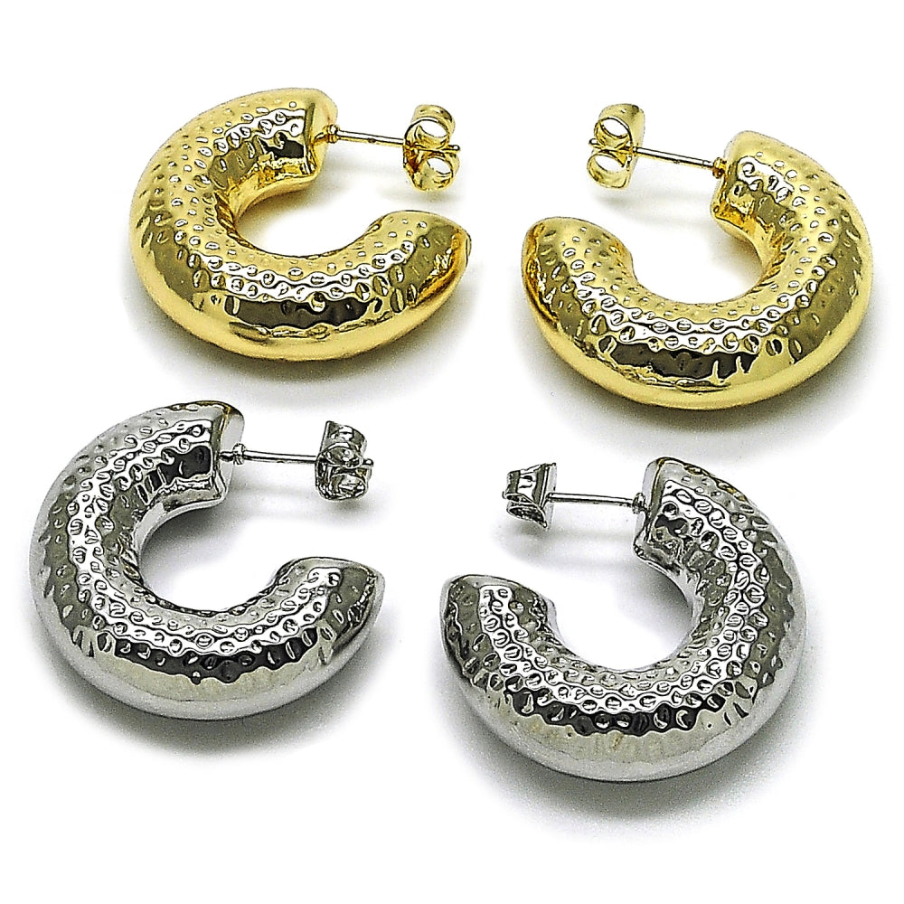 Oro Laminado Medium Hoop, Gold Filled Style Hollow Design, Polished, Golden Finish