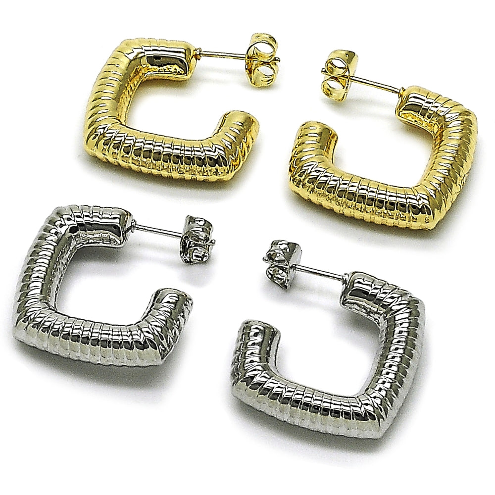 Oro Laminado Small Hoop, Gold Filled Style Hollow Design, Polished, Golden Finish
