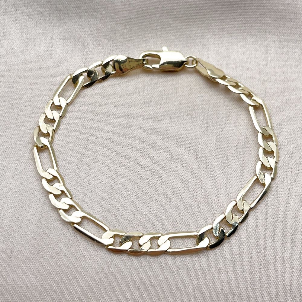 Oro Laminado Basic Bracelet, Gold Filled Style Figaro Design, Polished, Golden Finish