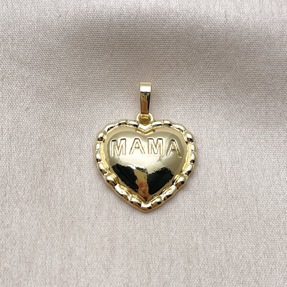 Oro Laminado Fancy Pendant, Gold Filled Style Heart and Mom Design, Polished, Golden Finish