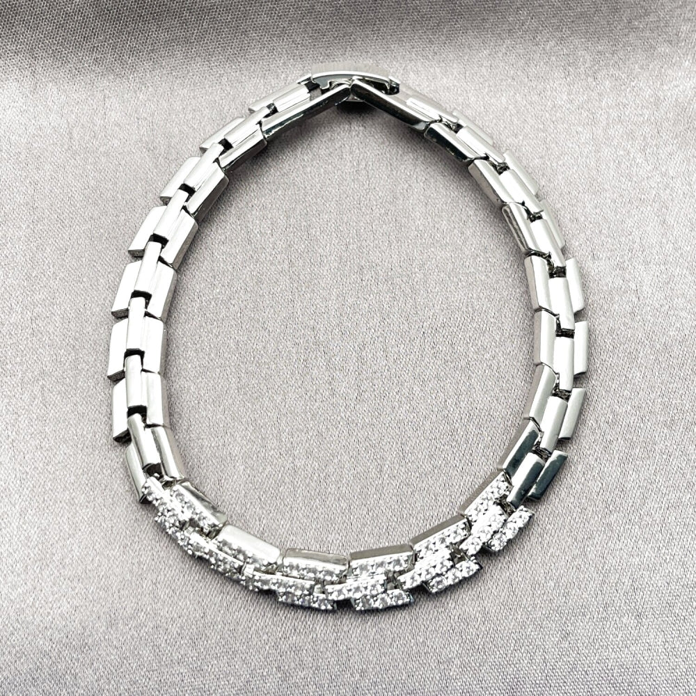Rhodium Gold Filled Tennis Bracelet, with White Cubic Zirconia, Polished, Rhodium Finish