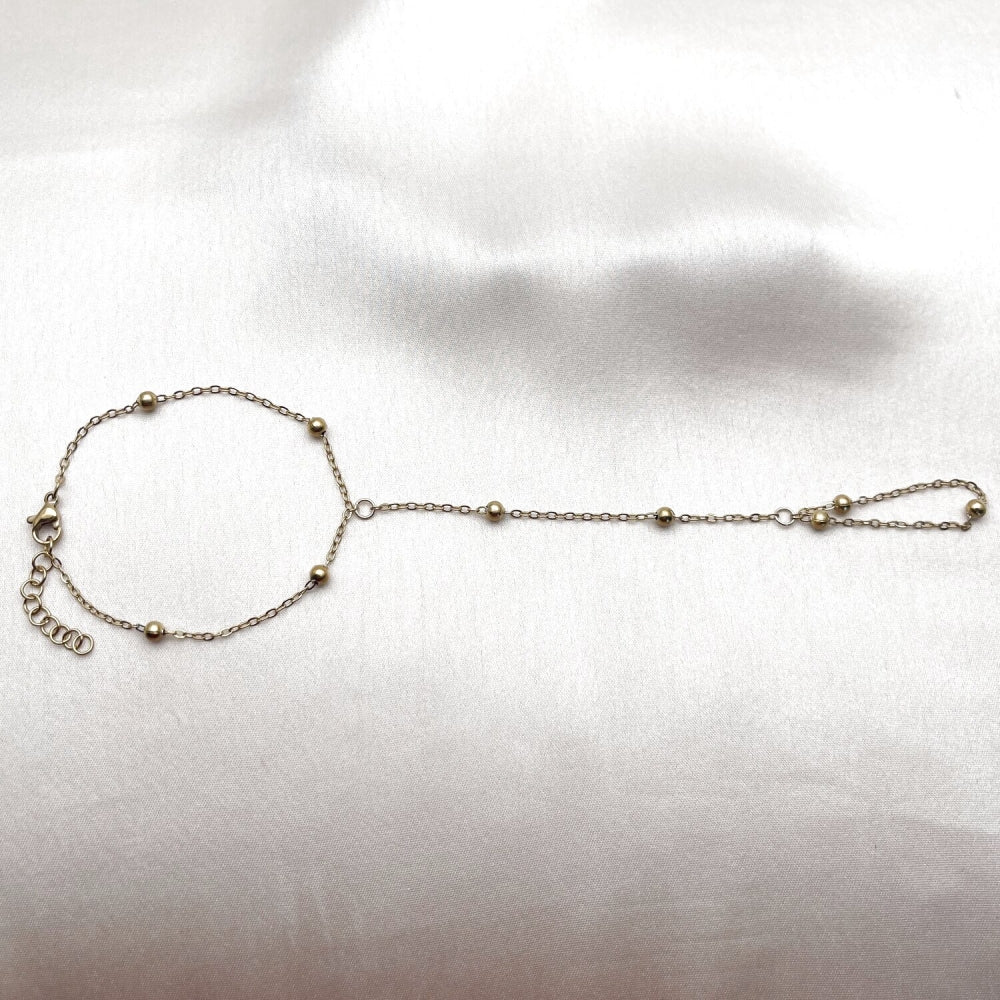 Stainless Steel Fancy Bracelet, Ball and Rolo Design, Polished, Golden Finish