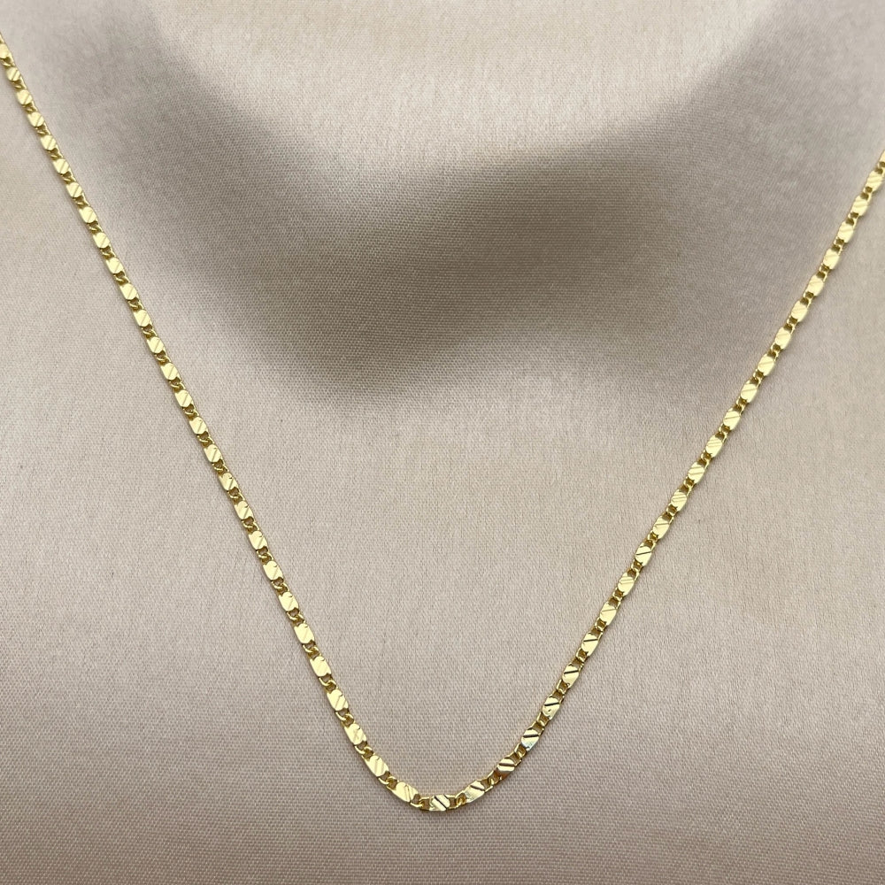 Oro Laminado Basic Necklace, Gold Filled Style Diamond Cutting Finish, Golden Finish