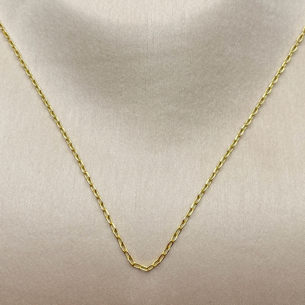 Oro Laminado Basic Necklace, Gold Filled Style Rolo and Paperclip Design, Polished, Golden Finish