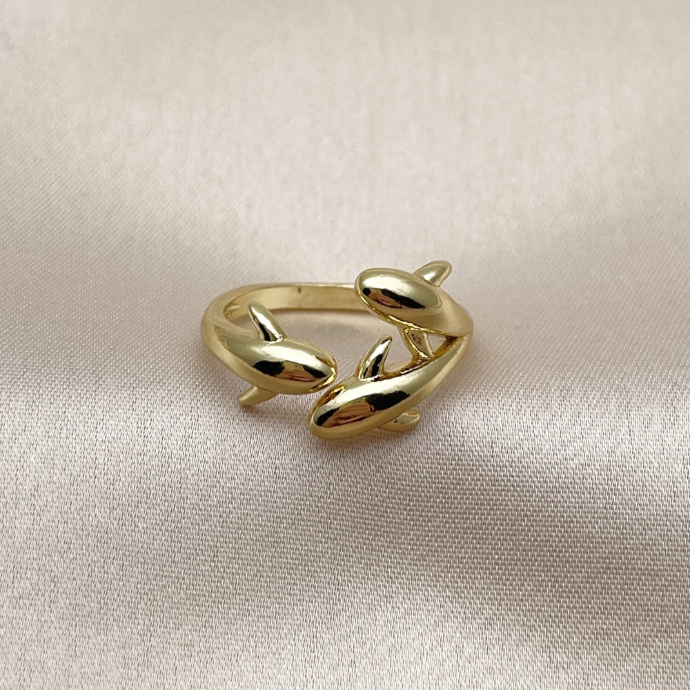 Oro Laminado Elegant Ring, Gold Filled Style Dolphin Design, Polished, Golden Finish