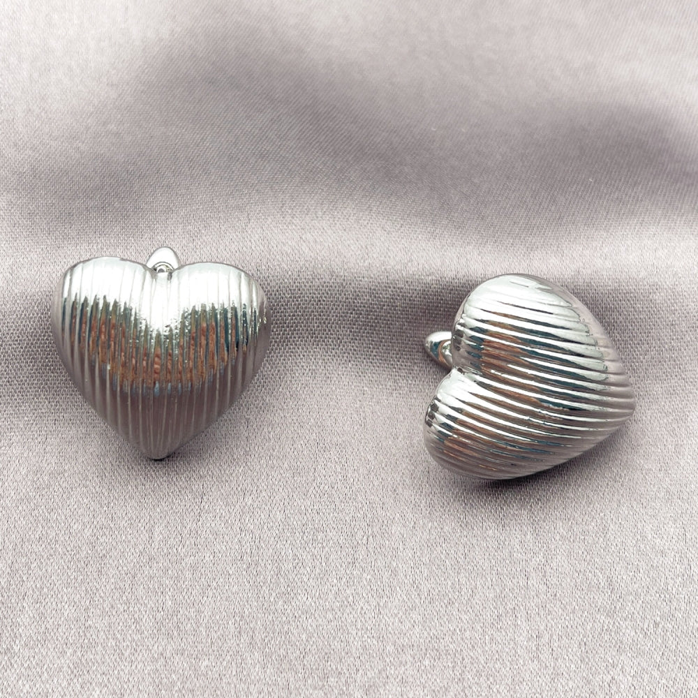 Rhodium Gold Filled Leverback Earring, Heart Design, Polished, Rhodium Finish