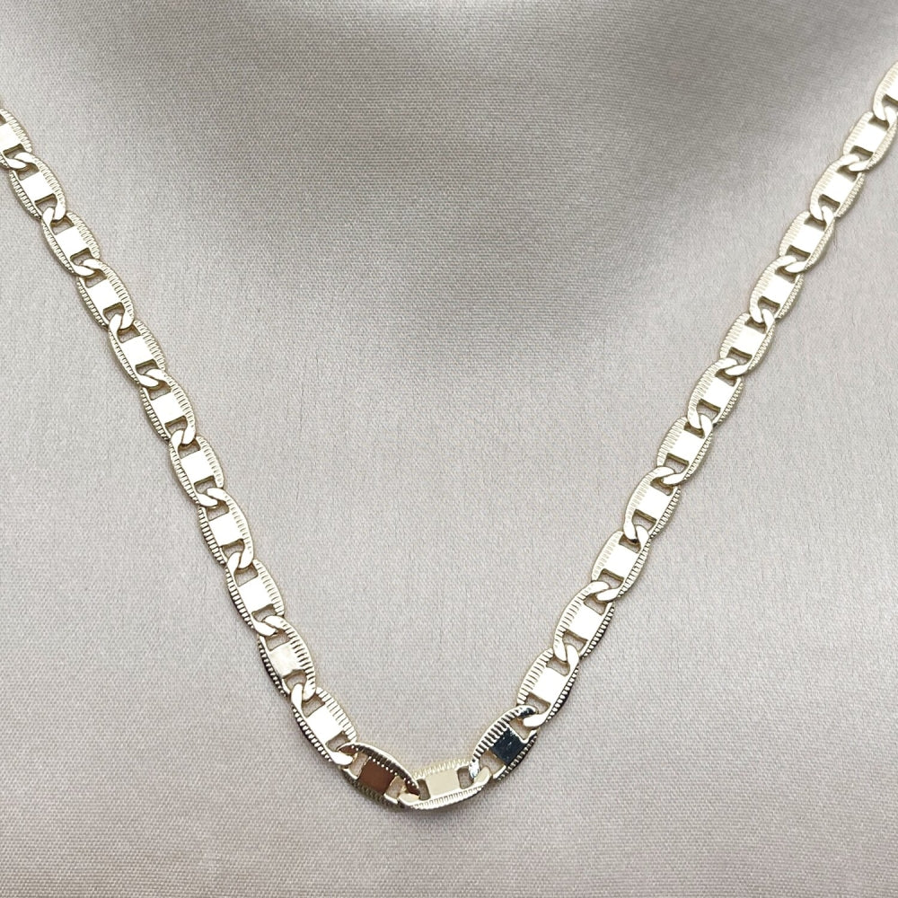 Oro Laminado Basic Anklet, Gold Filled Style Mariner Design, Diamond Cutting Finish, Golden Finish