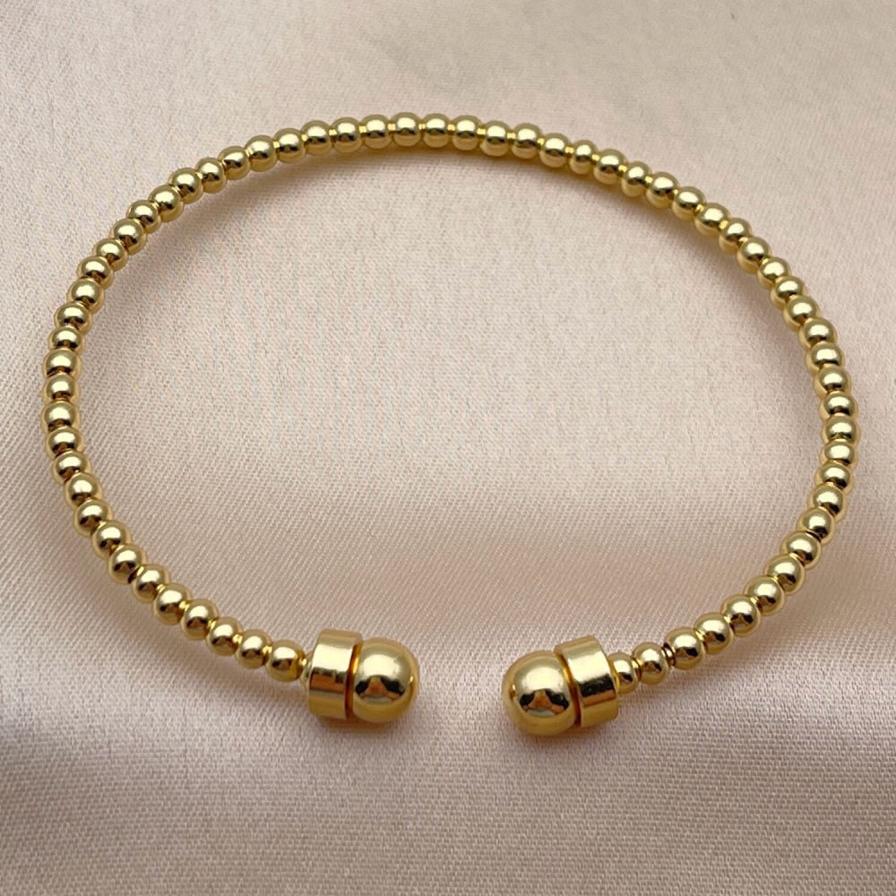 Oro Laminado Individual Bangle, Gold Filled Style Ball and Twist Design, Polished, Golden Finish
