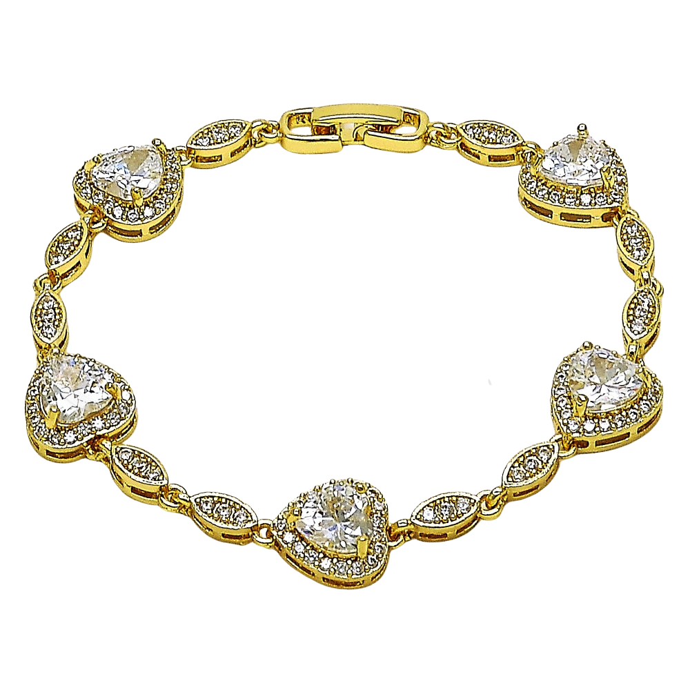 Oro Laminado Tennis Bracelet, Gold Filled Style Cluster Design, with Multicolor and White Cubic Zirconia, Polished, Golden Finish