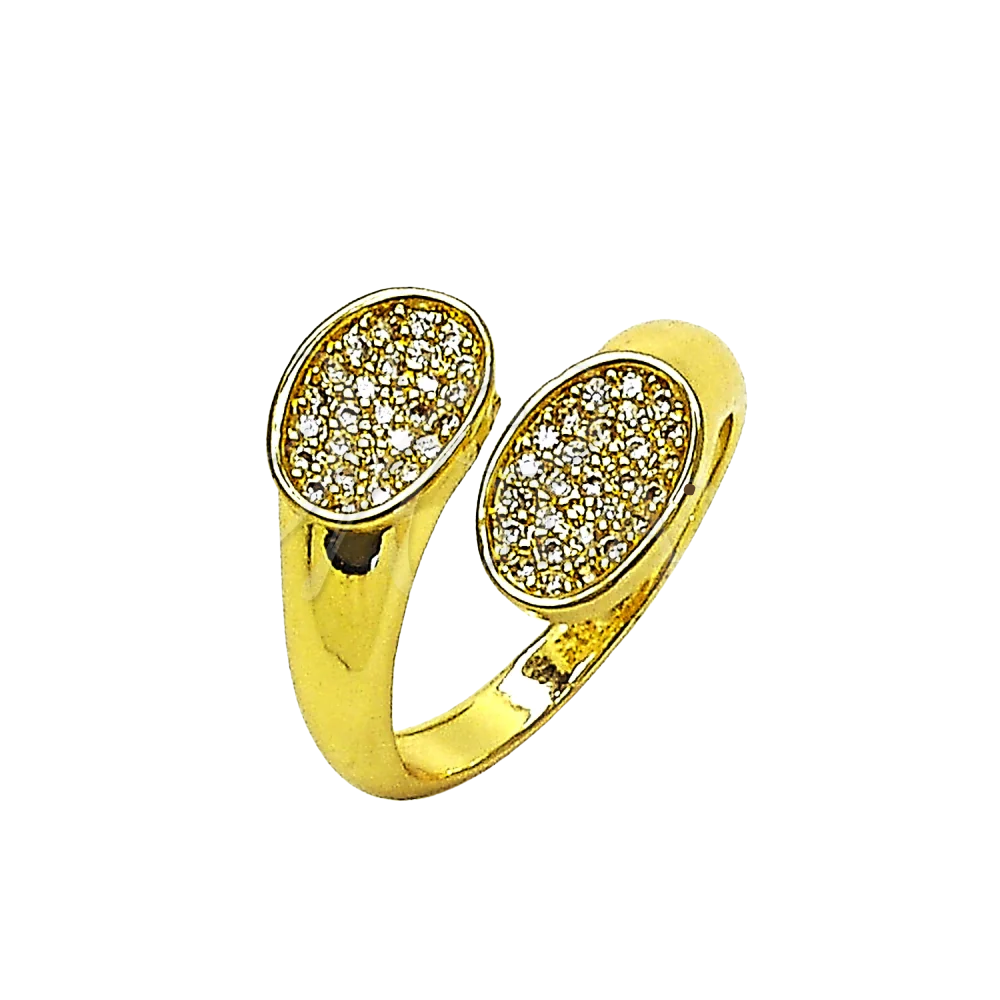 Oro Laminado Multi Stone Ring, Gold Filled Style with White Cubic Zirconia, Polished, Golden
