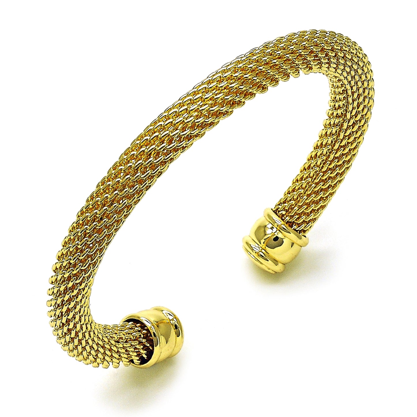 Oro Laminado Individual Bangle, Gold Filled Style Filigree Design, Polished, Golden Finish