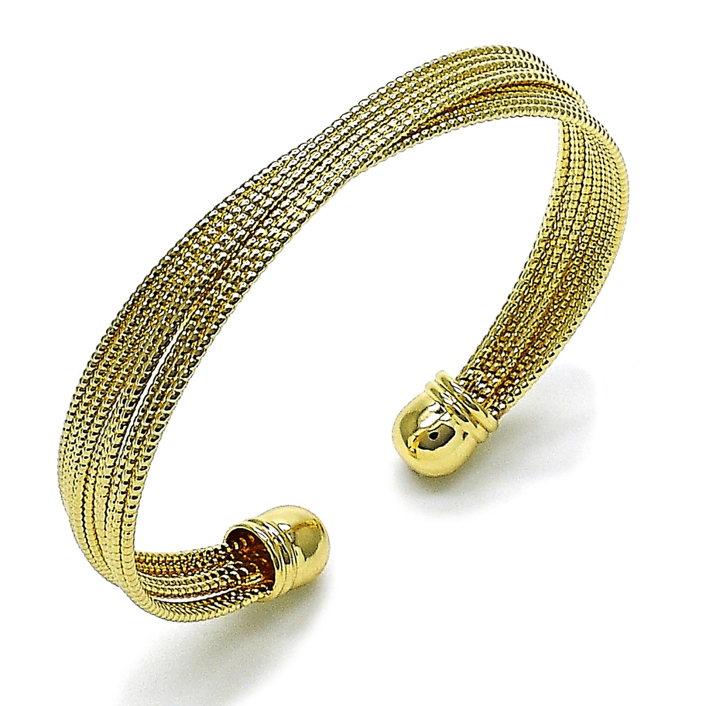 Oro Laminado Individual Bangle, Gold Filled Style Diamond Cutting Finish