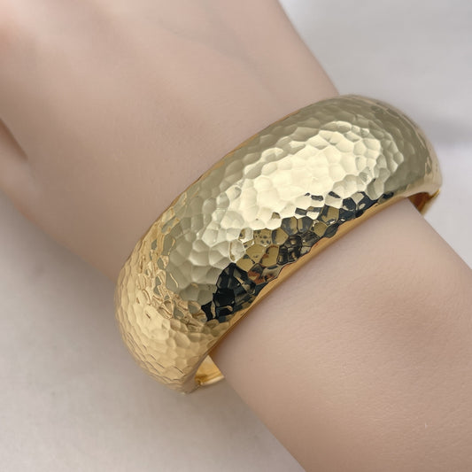 Oro Laminado Individual Bangle, Gold Filled Style Chunky Design, Polished, Golden Finish
