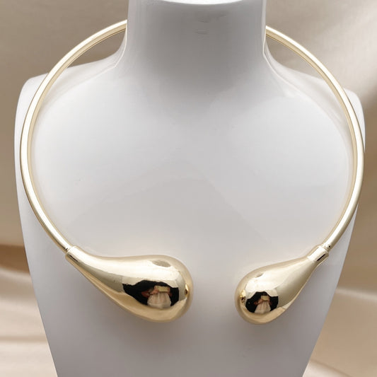 Oro Laminado Fancy Necklace, Gold Filled Style Teardrop Design, Polished, Golden Finish