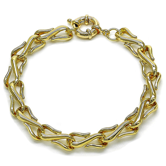 Gold Plated Gold Filled Oro Laminado Oro Laminado Fancy Bracelet, Gold Filled Style Infinite Design, Polished, Golden