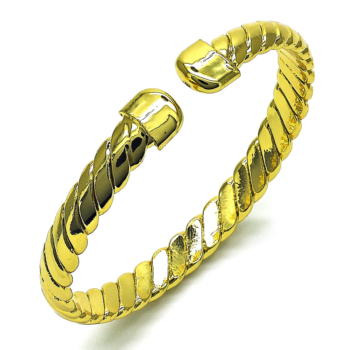 Oro Laminado Individual Bangle, Gold Filled Style Diamond Cutting Finish