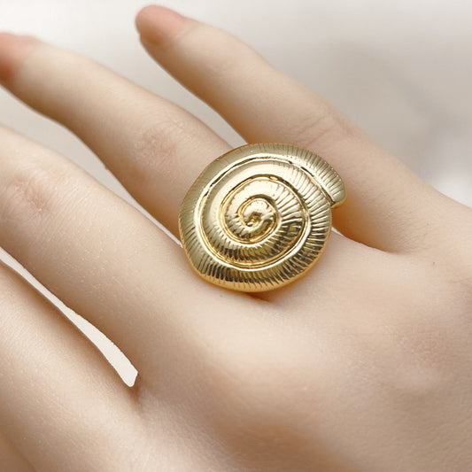 Oro Laminado Elegant Ring, Gold Filled Style Snail Design, Polished, Golden Finish