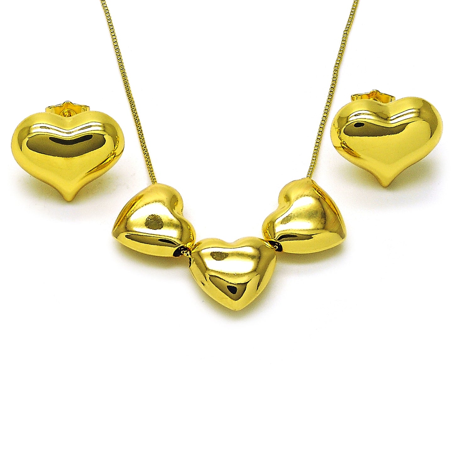 Oro Laminado Necklace and Earring, Gold Filled Style Chunky and Hollow Design, Polished, Golden Finish