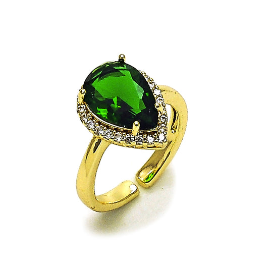 Gold Plated Gold Filled Oro Laminado Oro Laminado Multi Stone Ring, Gold Filled Style Teardrop and Cluster Design, Polished, Golden