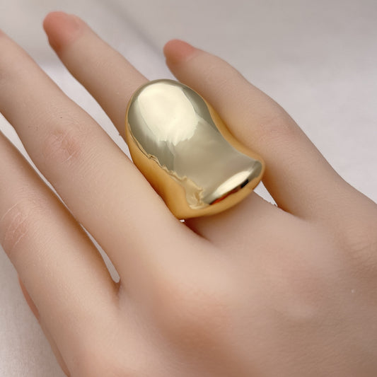 Oro Laminado Elegant Ring, Gold Filled Style Chunky Design, Polished, Golden Finish