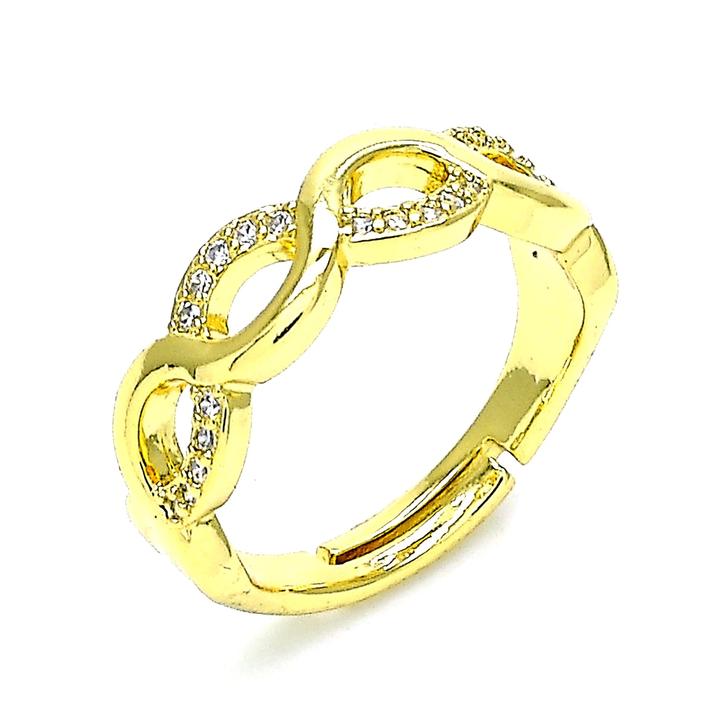 Oro Laminado Multi Stone Ring, Gold Filled Style with White Micro Pave, Polished, Golden Finish