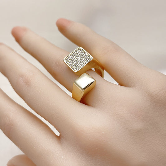 Oro Laminado Multi Stone Ring, Gold Filled Style with White Micro Pave, Polished, Golden