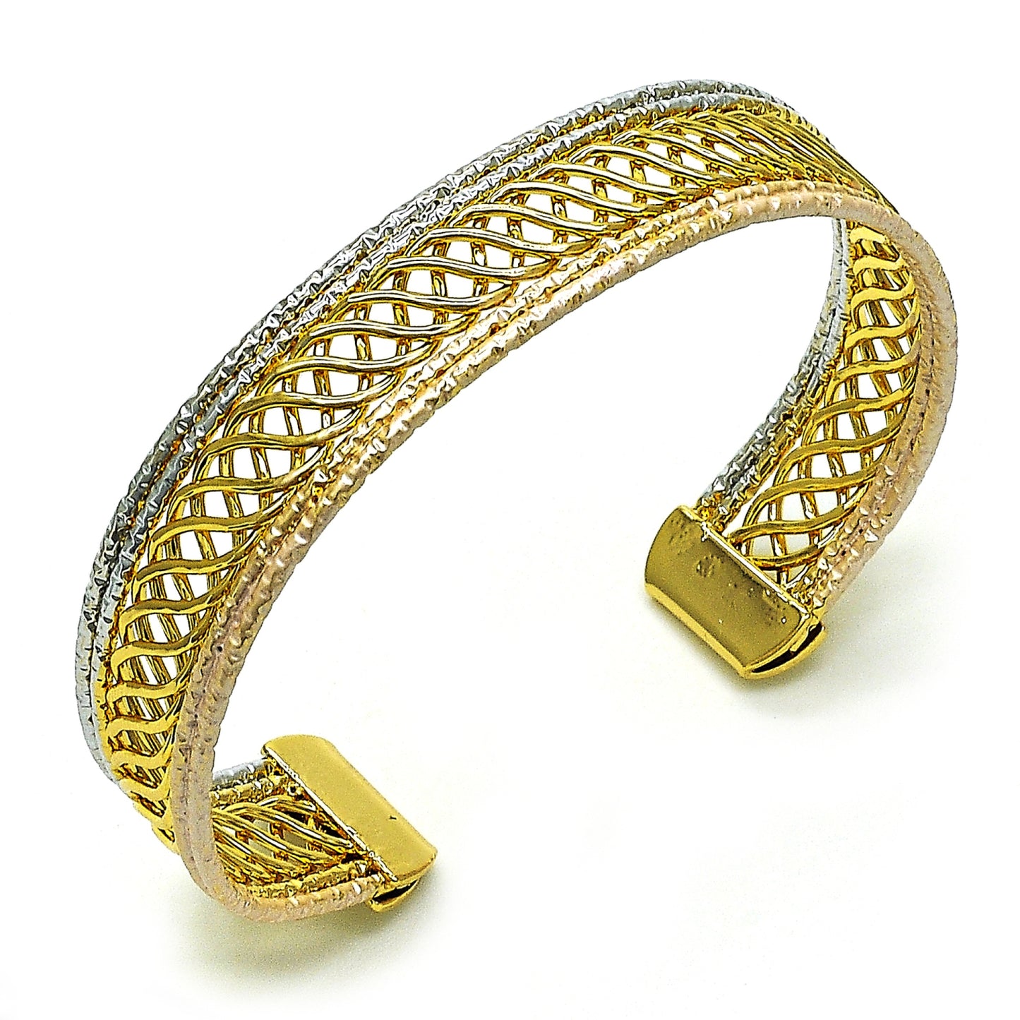Gold Plated Gold Filled Oro Laminado Oro Laminado Individual Bangle, Gold Filled Style and Filigree Diamond Cutting
