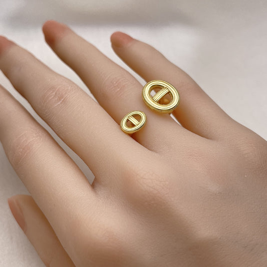 Oro Laminado Elegant Ring, Gold Filled Style Puff Mariner Design, Polished, Golden Finish