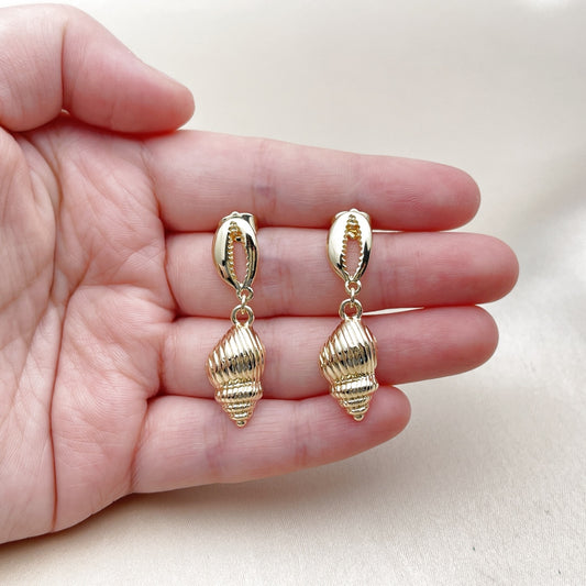 Oro Laminado Dangle Earring, Gold Filled Style Snail Design, Polished, Golden
