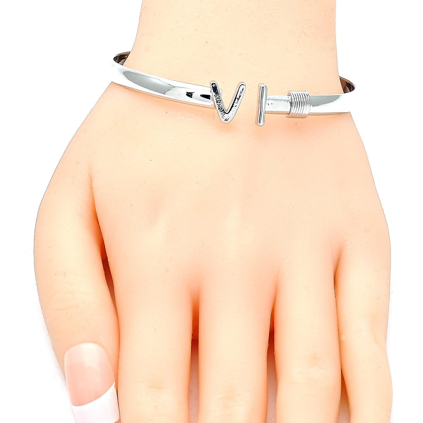 Rhodium Plated Individual Bangle, Polished, Rhodium Finish