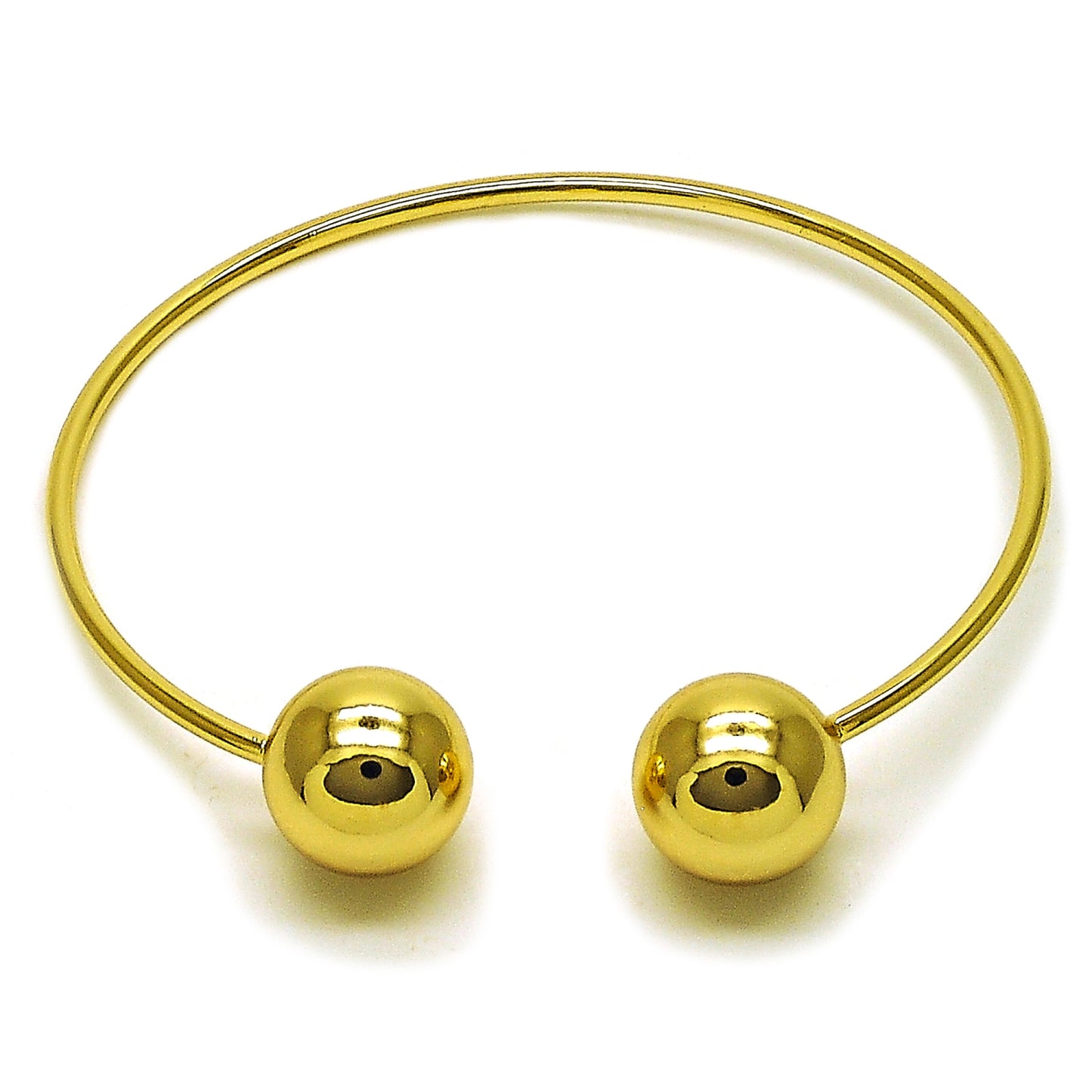 Gold Plated Gold Filled Oro Laminado Oro Laminado Individual Bangle, Gold Filled Style Ball Design, Polished, Golden