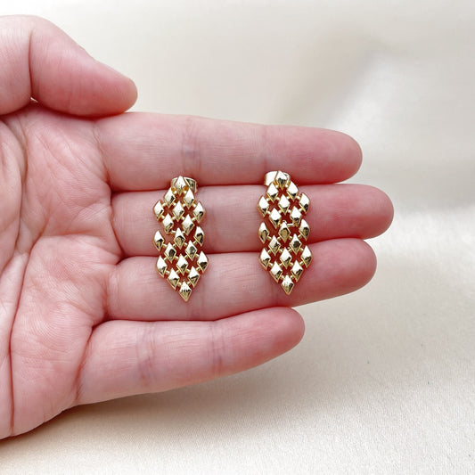 Oro Laminado Stud Earring, Gold Filled Style Polished, Golden Finish