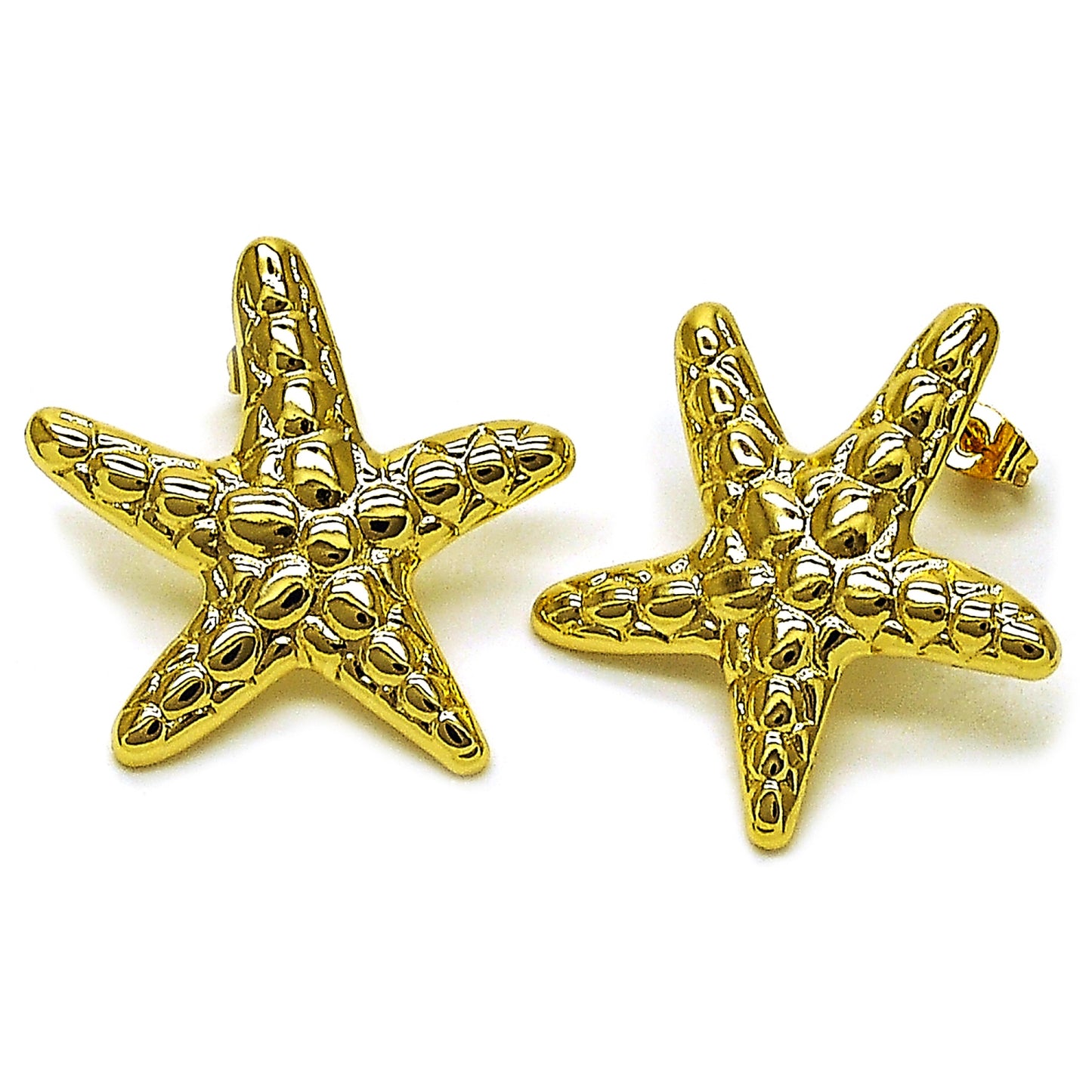 Oro Laminado Stud Earring, Gold Filled Style Star Design, Polished, Golden Finish