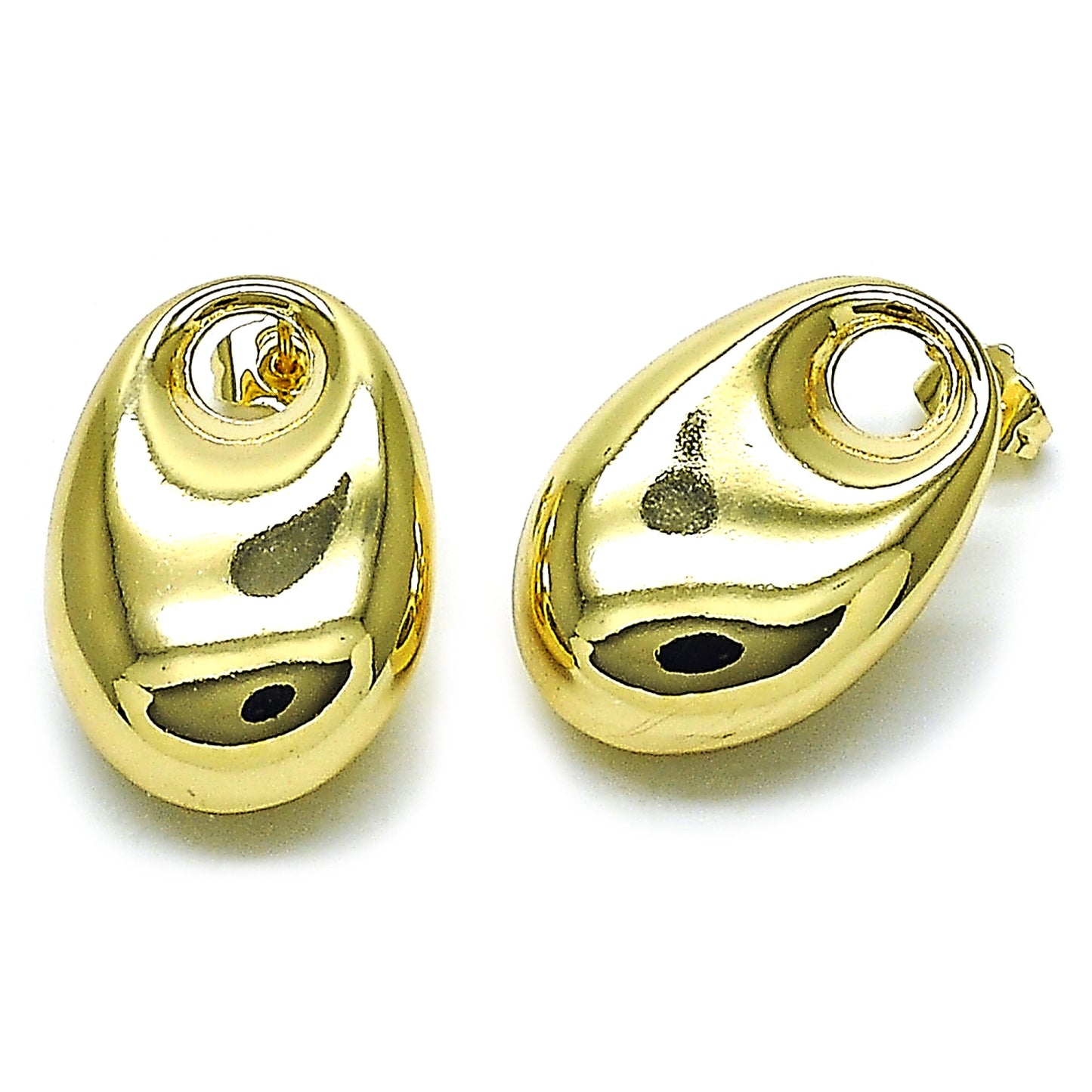 Oro Laminado Stud Earring, Gold Filled Style Hollow Design, Polished, Golden Finish