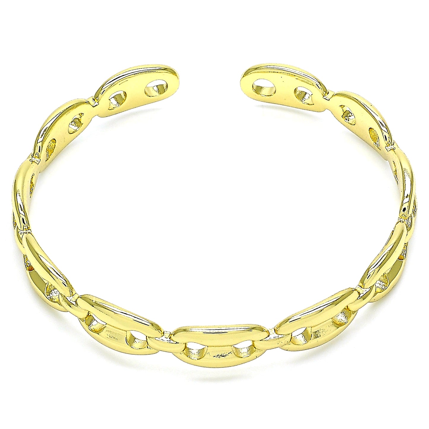 Oro Laminado Individual Bangle, Gold Filled Style Puff Mariner Design, Polished, Golden Finish