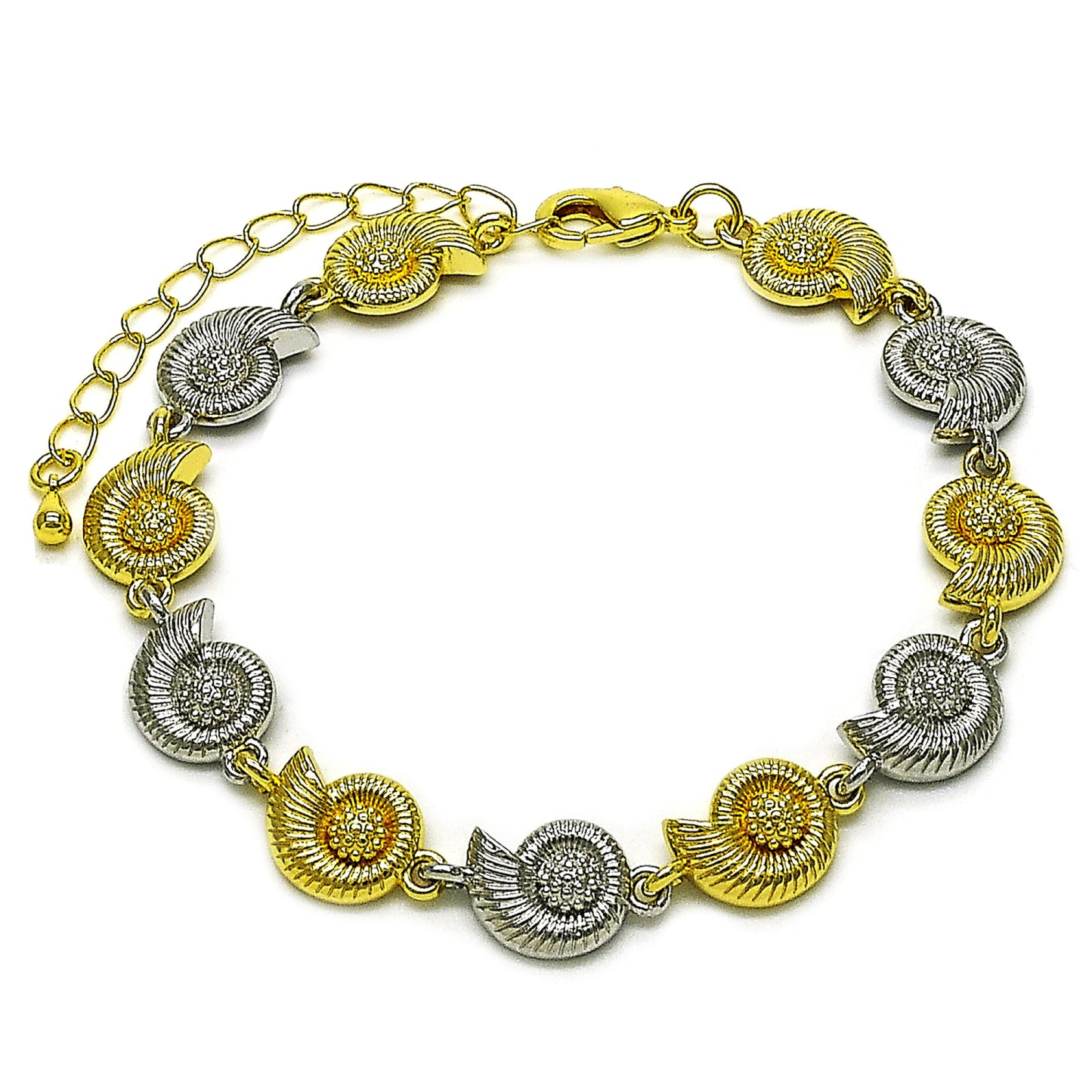 Oro Laminado Tennis Bracelet, Gold Filled Style Snail Design, Diamond Cutting Finish