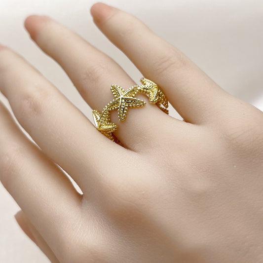 Oro Laminado Elegant Ring, Gold Filled Style Star Design, Polished, Golden Finish