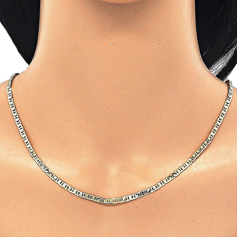 Oro Laminado Basic Necklace, Gold Filled Style Mariner Design, Polished, Golden Finish