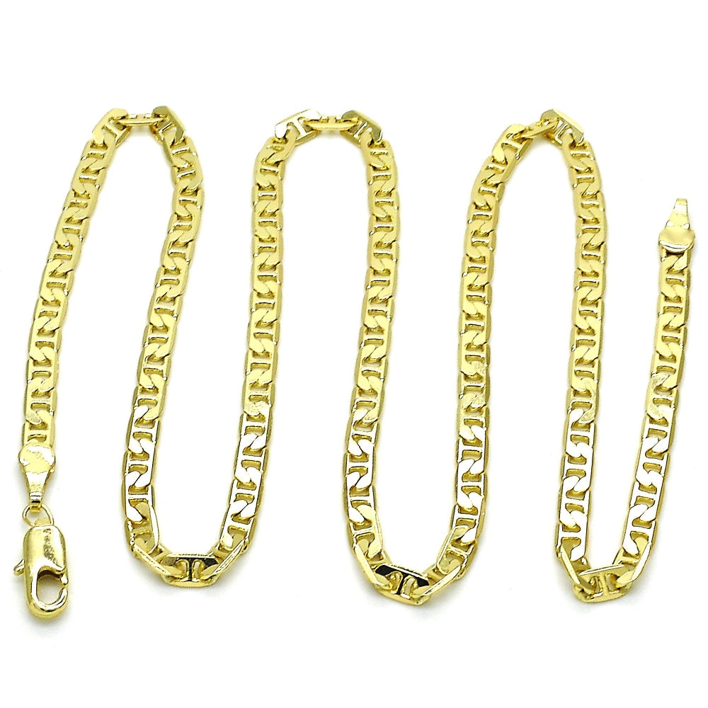 Oro Laminado Basic Necklace, Gold Filled Style Mariner Design, Polished, Golden Finish